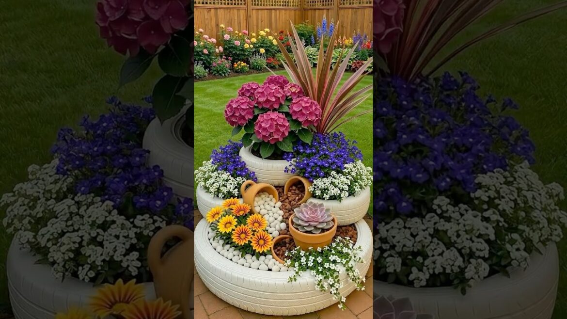 ✨ Spectacular TIRE FLOWER TOWER: Best zero-cost garden decor! #garden #gardening ✨ Spectacular TIRE FLOWER TOWER: Best zero-cost garden decor! #garden #gardening