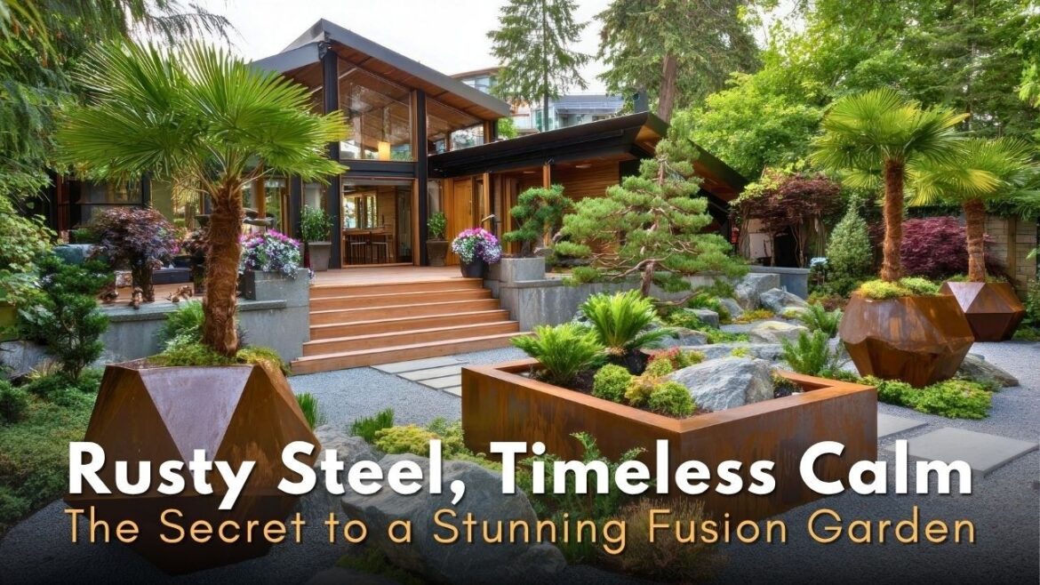 Integrating Modern Corten Steel Elements Into Traditional Japanese Stone And Palm Layouts Integrating Modern Corten Steel Elements Into Traditional Japanese Stone And Palm Layouts