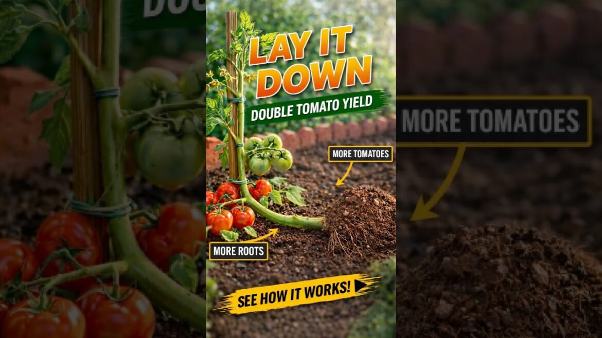 Why are tomatoes planted sideways? #TomatoGrowing #GardeningTips #GardenHacks #VegetableGardening