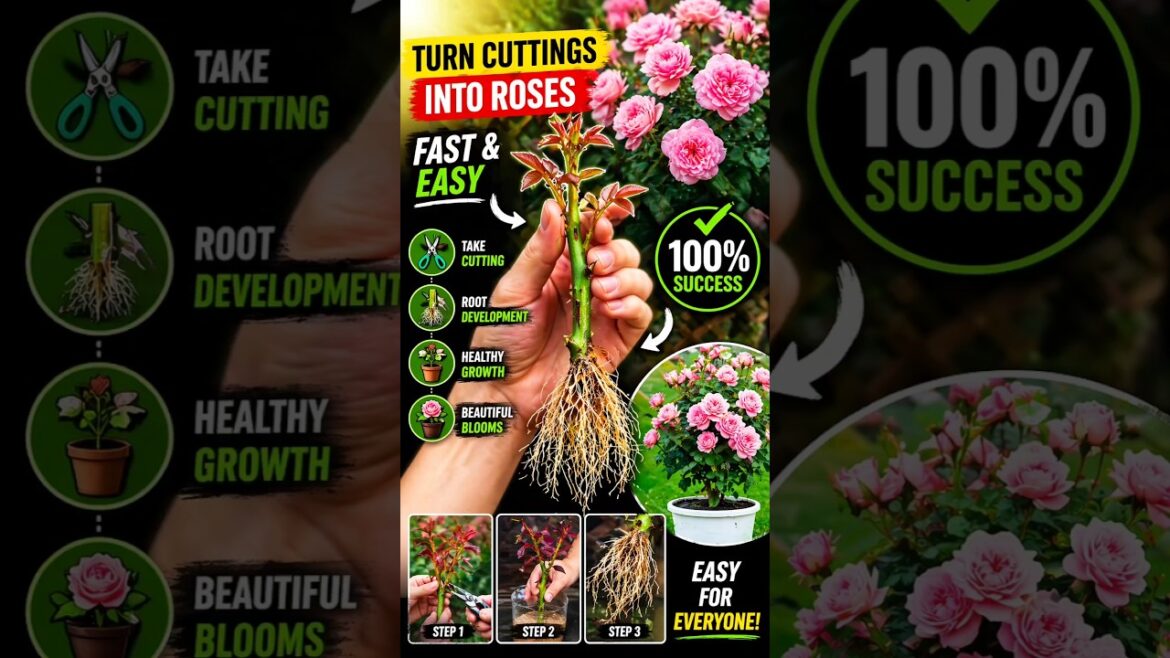 Secret Trick to Grow Roses from Cuttings – Near 100% Success! 🔥🌹 #shorts