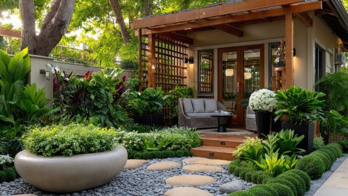 Small Space Garden Magic ✨ Japanese Minimalism Meets Balinese Tropical Front Yard Small Space Garden Magic ✨ Japanese Minimalism Meets Balinese Tropical Front Yard