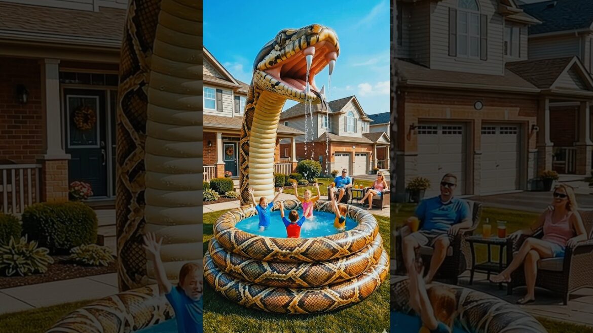 Giant #Snake Pool Backyard 🐍💦 | Kids Love It 😳🔥