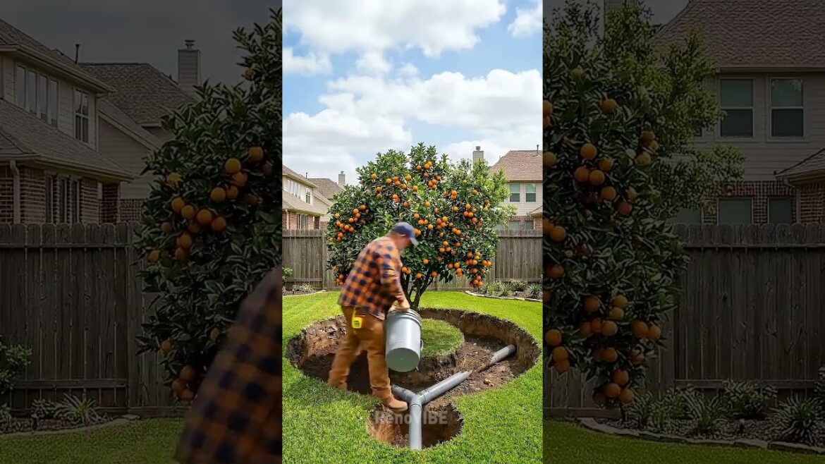 The trick to building a concrete pool around a tree 🔨 #diyproject #backyard #construction