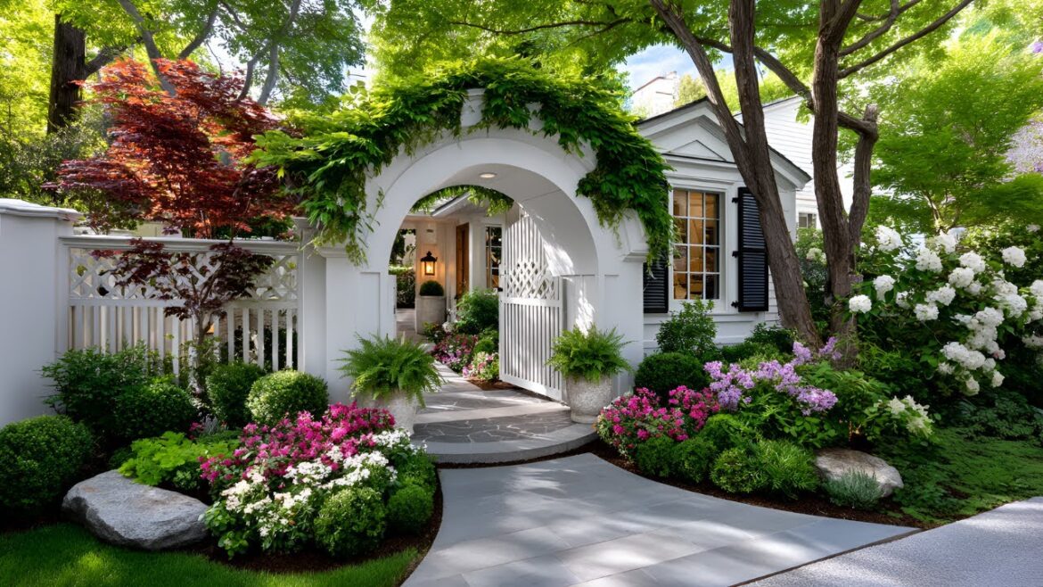 Create a Cozy Entry | Small Front Yard Gardens with Arches & Elegant Gates