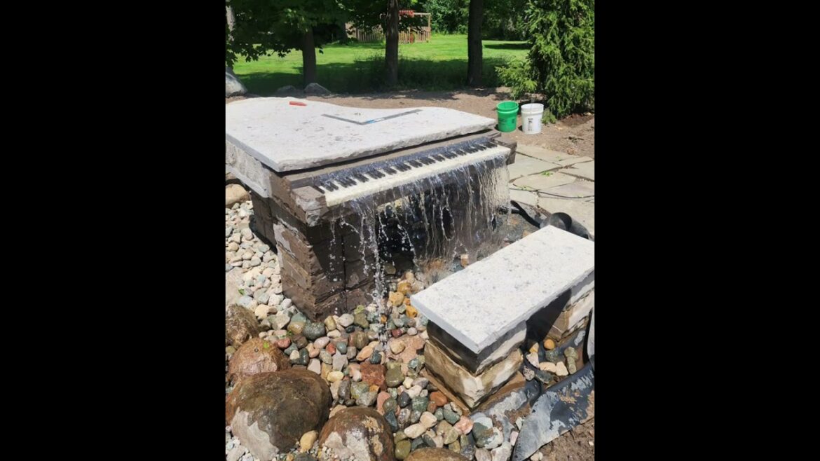 Grand Piano Water Feature in Michigan Backyard | Custom Landscape Design Grand Piano Water Feature in Michigan Backyard | Custom Landscape Design