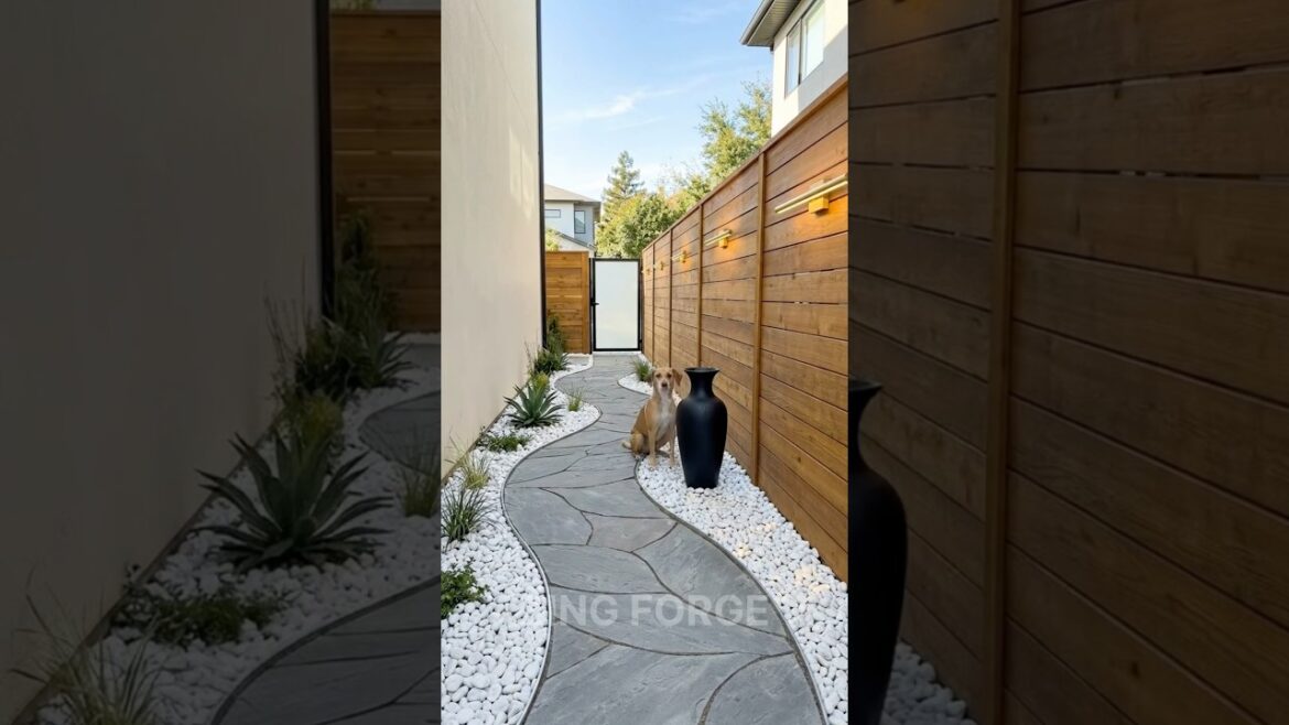 Luxury Minimal Side Yard Pathway #gardendesign #luxuryhome #landscaping #shorts #viralshorts