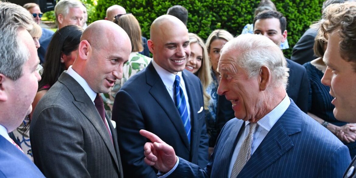 King Charles and Queen Camilla pictured mingling with US politicians at Garden Party