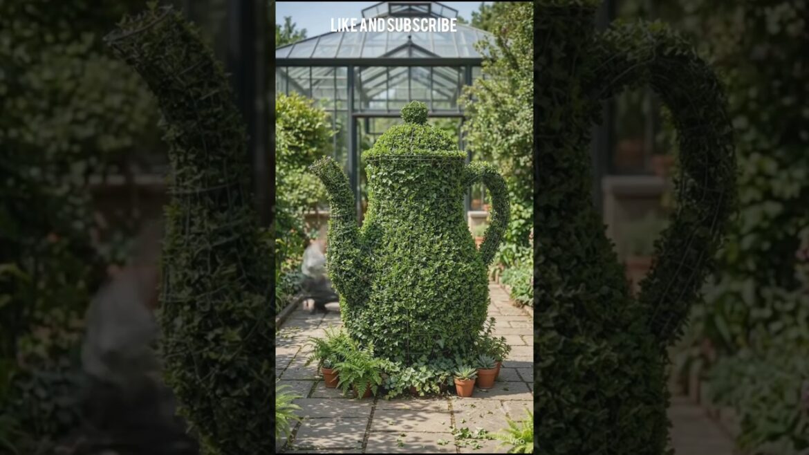 Giant Teapot Made of Plants? 🍵🌿 #garden #satisfying