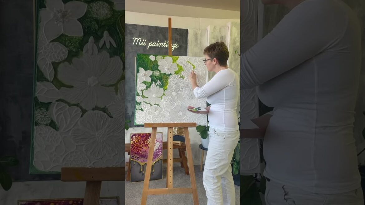 Huge relief painting inspired by garden Huge relief painting inspired by garden