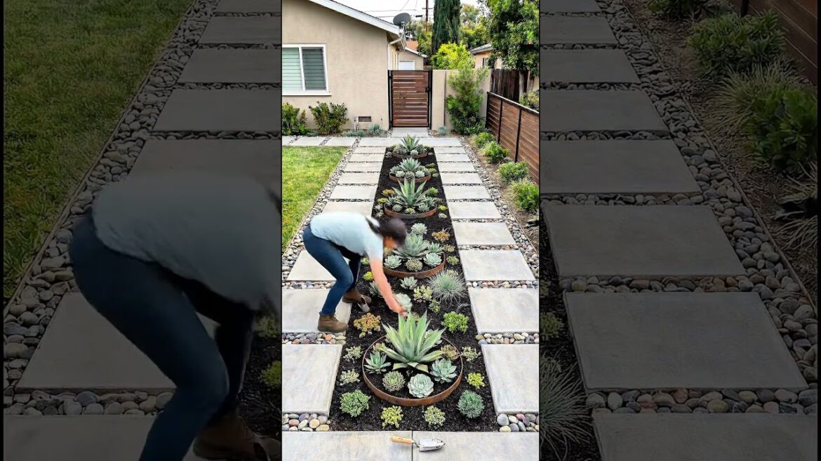 From Empty Dirt Strip to Beautiful Modern Garden