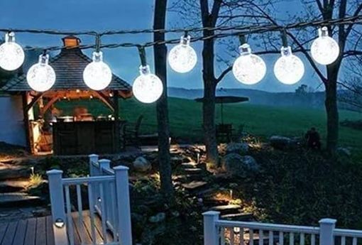 The garden lights are solar powered