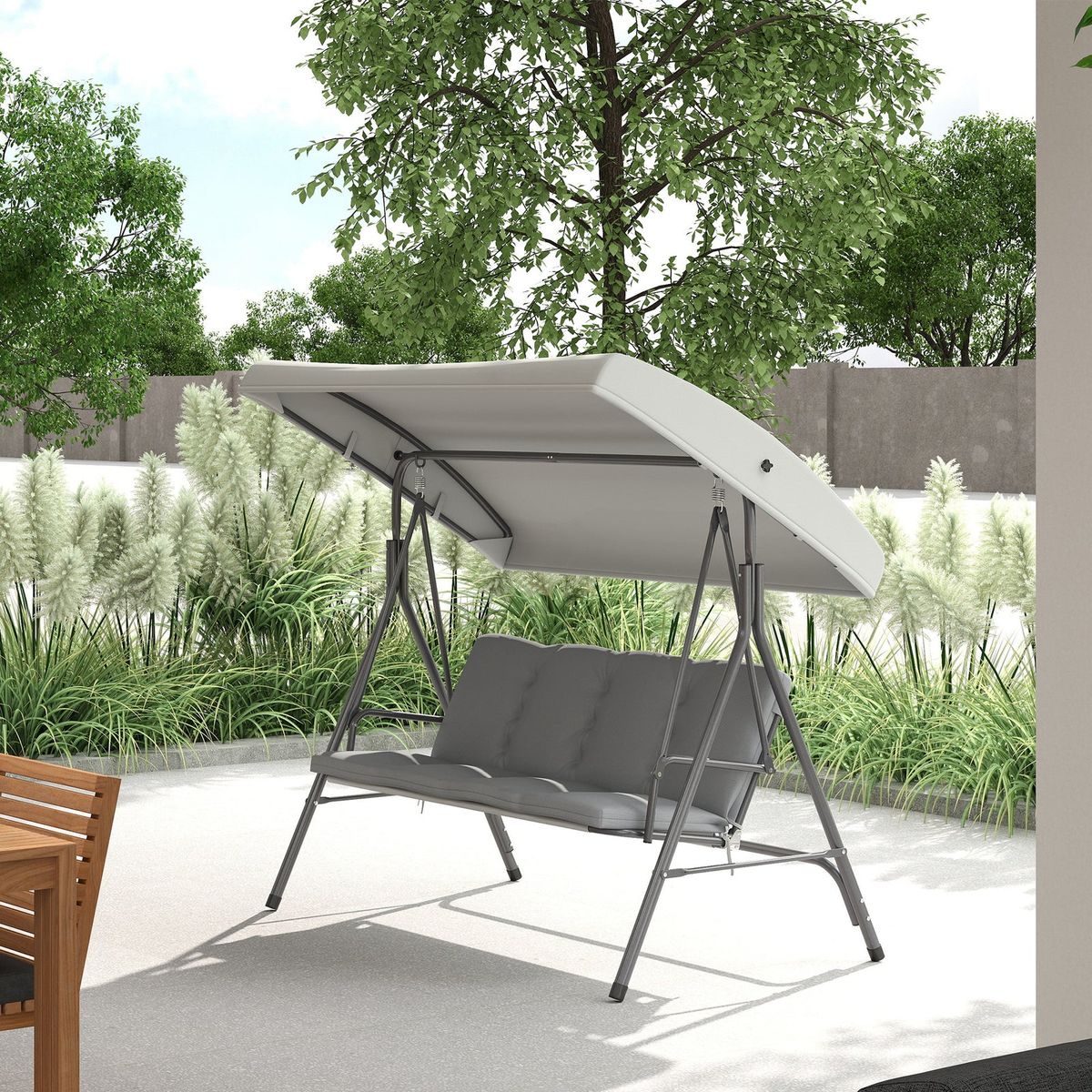 The Outsunny 3 Person Porch Swing Chair Outdoor Lounge Bench