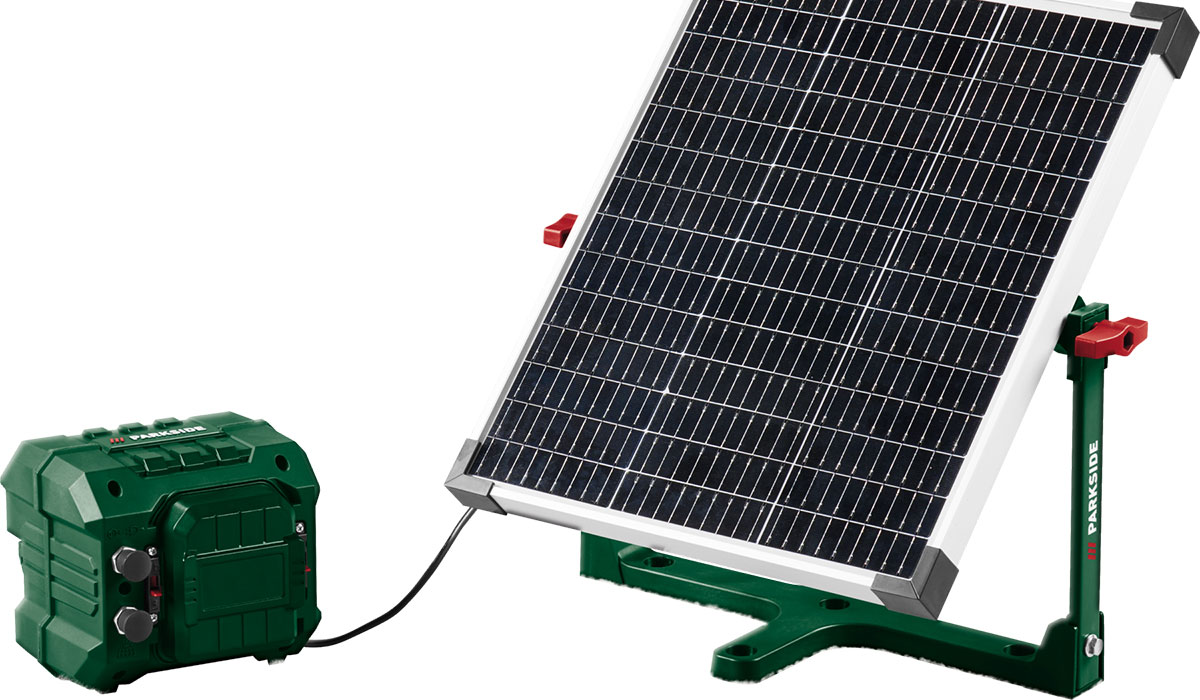 20V cordeless solar robot lawnmower charging station, €99. Pic: Lidl