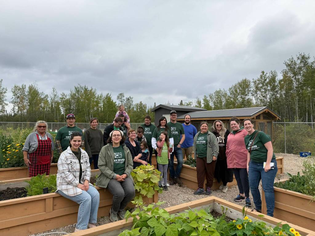 Hay River Community Garden gets $40,000 injection to expand operations Members of the Hay River Community Garden gather to work and learn together. Back row from left, Myrtle Graham, Omar Hajam, Holly Craik, Dave Kopp- Van Egteren, Hannah Craik, Darryl Buhler, Adelaide Buhler, Joann Petras, Alex Petras, Rhiannon Rea, Tyler Rea, Cody Perlik, Simone Clark, Svetlana Myers, Moriah Hoyles, and Megan Buhler; front row from left, Trudy Hiebert, Michaela Dragon, Marie Kopp-Van Egteren, and Keeva Rea. Photo courtesy of Hay River Community Garden