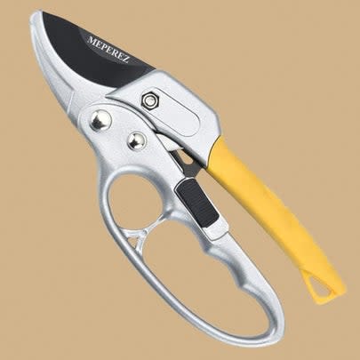 A pair of ergonomic and arthritis-friendly garden clippers