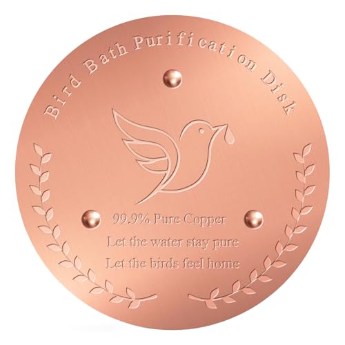 Bird Bath Copper Disk &ndash; 1mm Thick 99.9% Pure Copper Disk, 100mm Diameter, Bird-Friendly Outdoor Accessory for Keeping Birdbath Water Fresh, Suitable for All Birdbath Bowls (1)