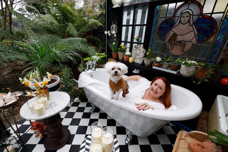 Emma Edmonds installed some old convent windows rescued from a skip, and a stained-glass panel that came from a French church. Photograph: Nick Bradshaw/The Irish Times