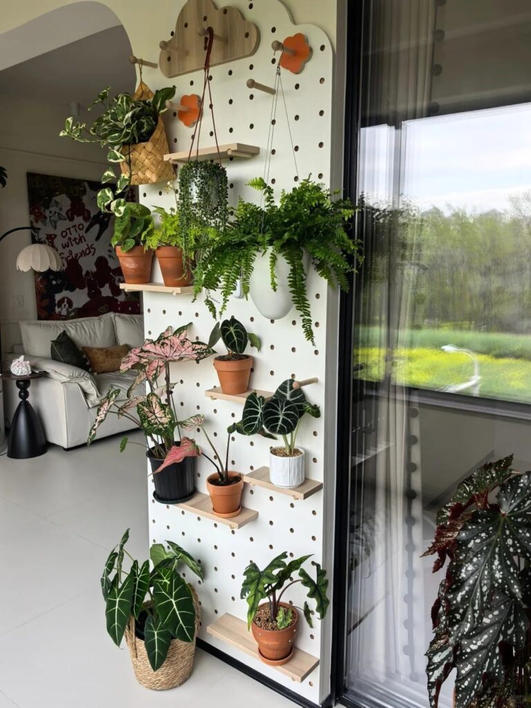 The pegboard green wall is finally done! 🌿