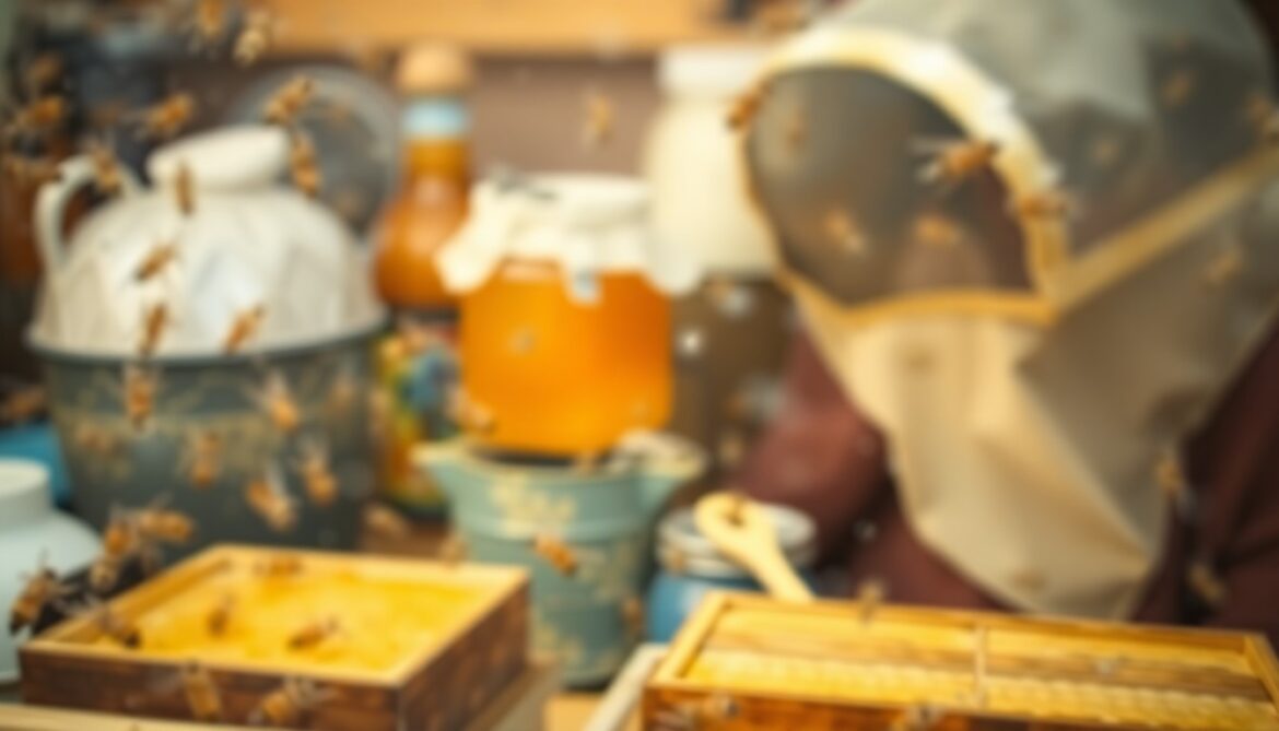 Master Gardeners Host Beekeeping Presentations in Monroe An abstract, soft-focused image of blurred beekeeping tools and equipment, conveying the gentle, educational atmosphere of the upcoming presentations.