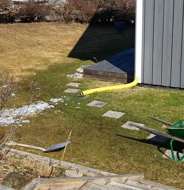 The homeowner's green space before the yard transformation.