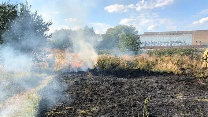 Grass fire being stopped at a fire break - image provided by LFB