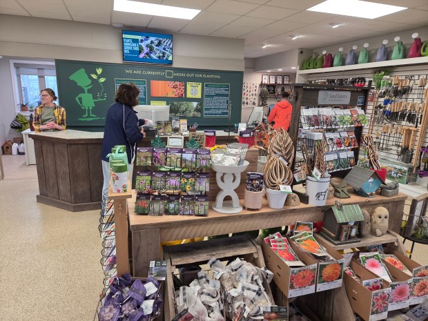 A retail store at Wasco Nursery & Garden Center in St. Charles is stocked with seeds and other items as gardeners prepare to get out in their yards and get planting. (David Sharos/For The Beacon-News)