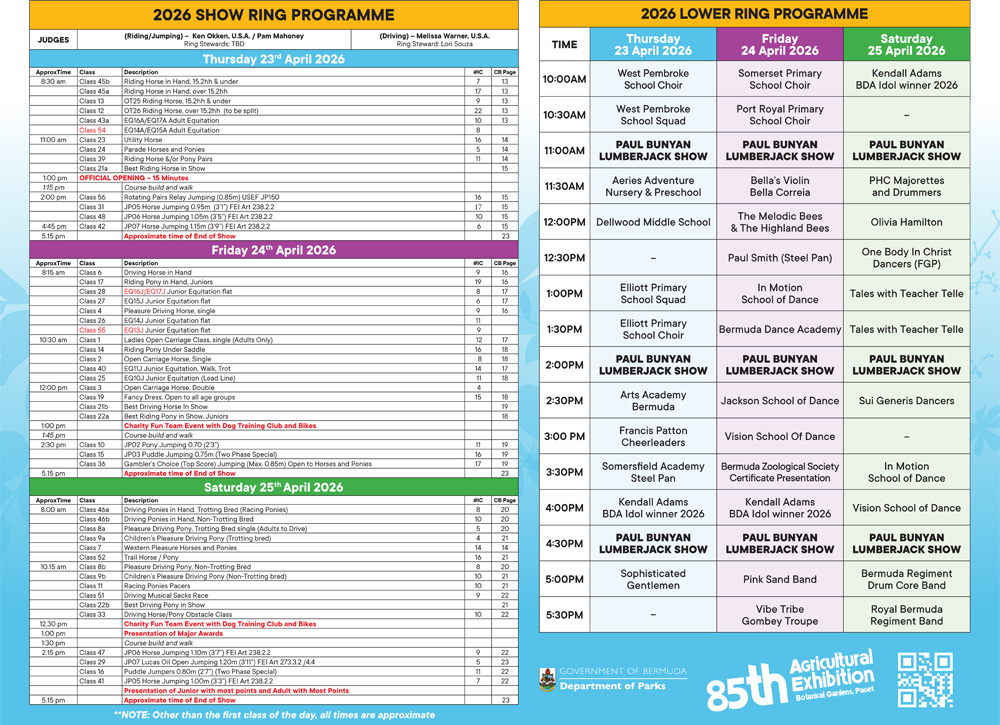 Agricultural Exhibition Programme Bermuda April 2026