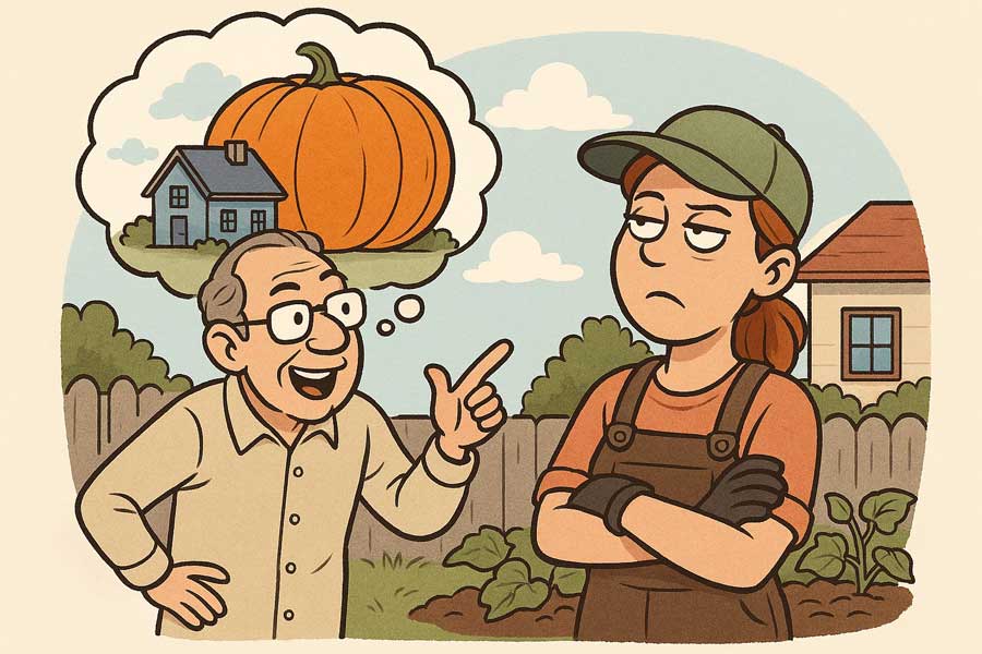 When your neighbor is annoyingly helpful when it comes to gardening advice. | Bracken Henderson with AI