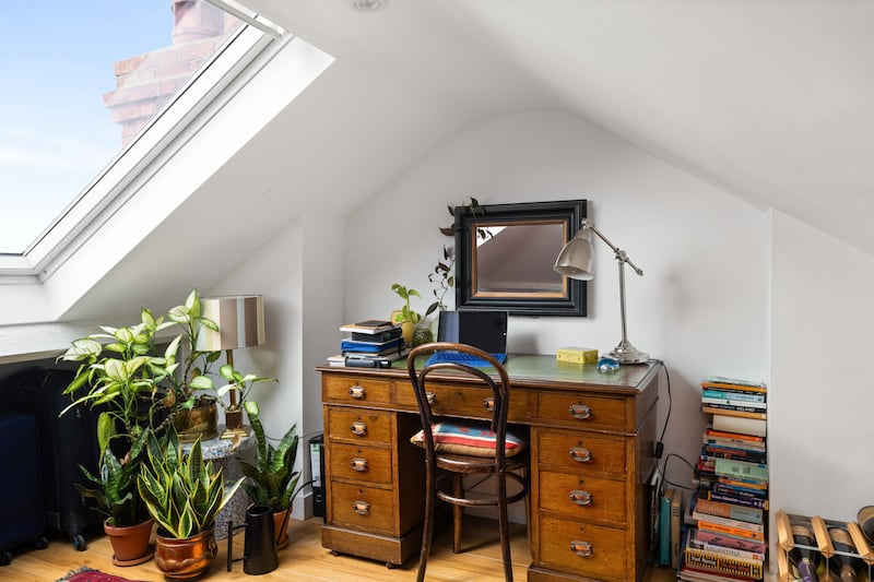 Attic room desk nook