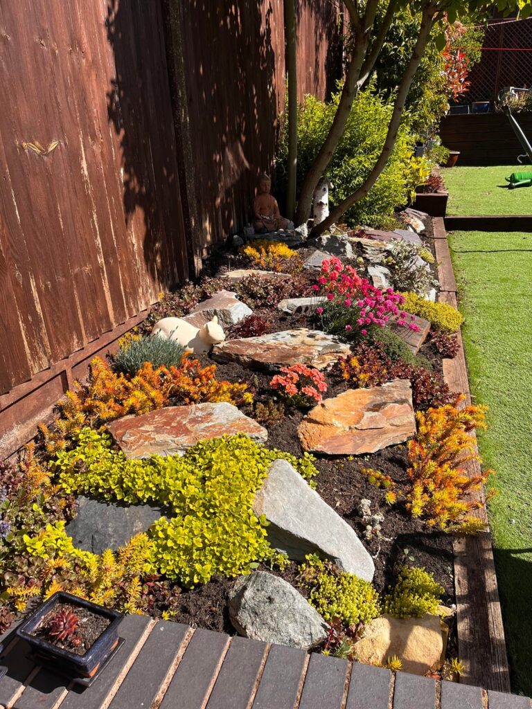 I enjoy my rockery in April the most, everything comes back to life.