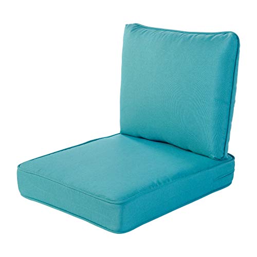 Quality Outdoor Living 29-Tq24sb All-Weather Deep Seat Patio Chair Cushions, Uv &amp; Water Resistant, 4" Foam, Made in Usa, Set of 2, 24x24, Turquoise