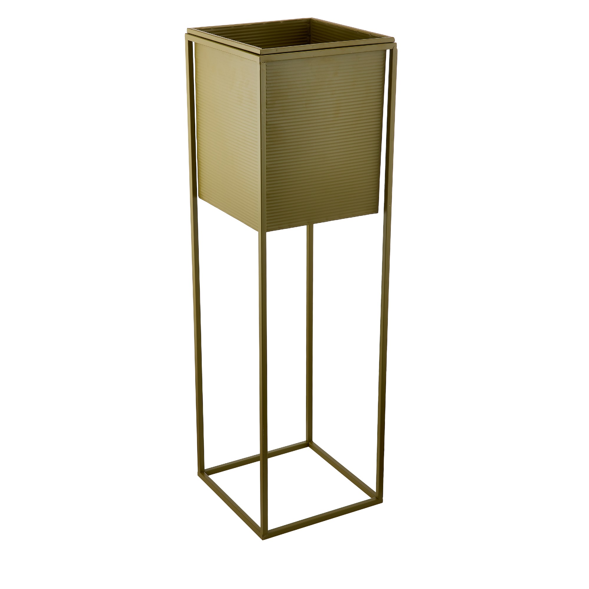 QVC Garden Stories Studio 70 86cm Square Tall Metal Planter Olive