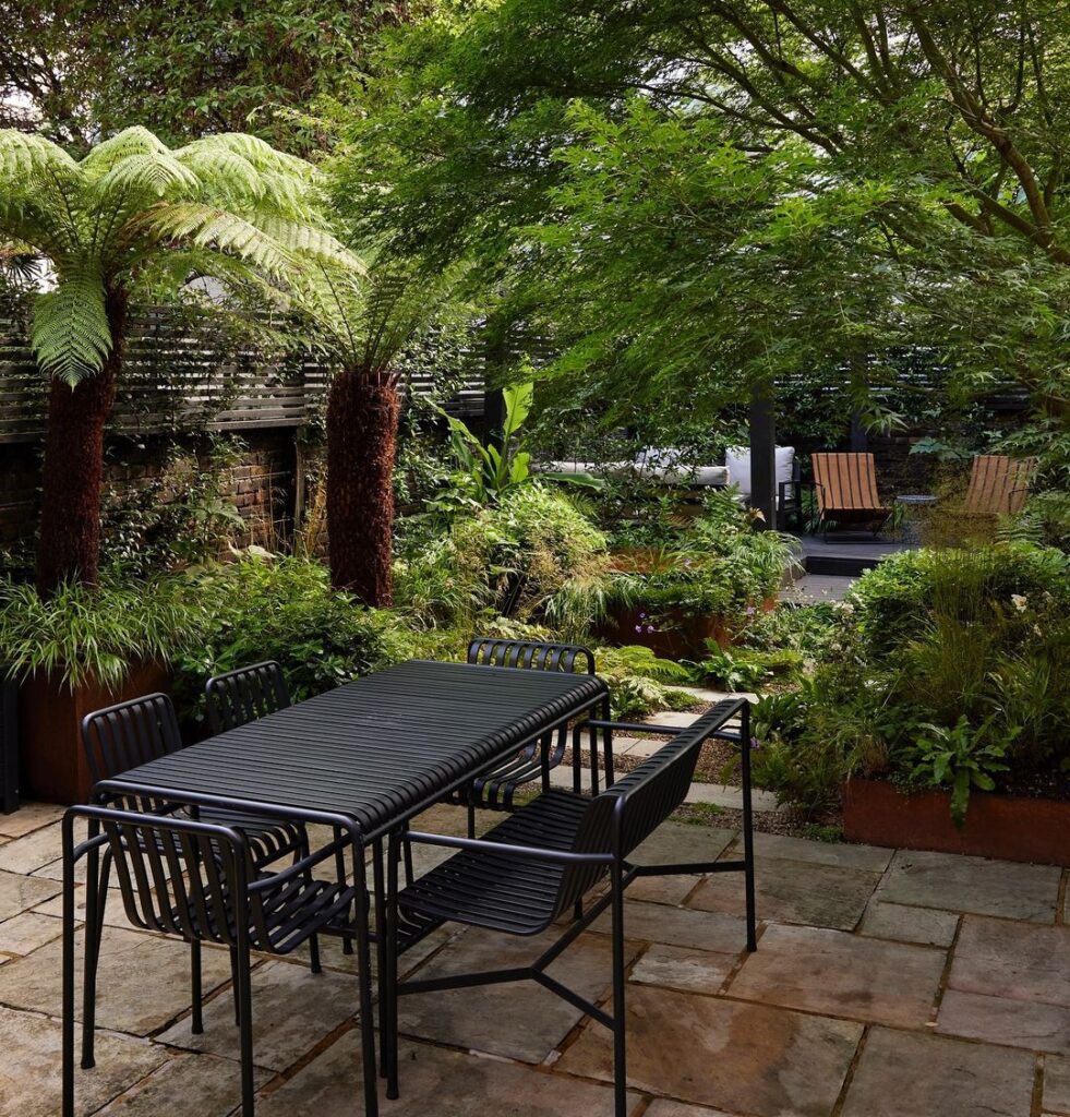 Classic Birdbath Detail in Garden Bed