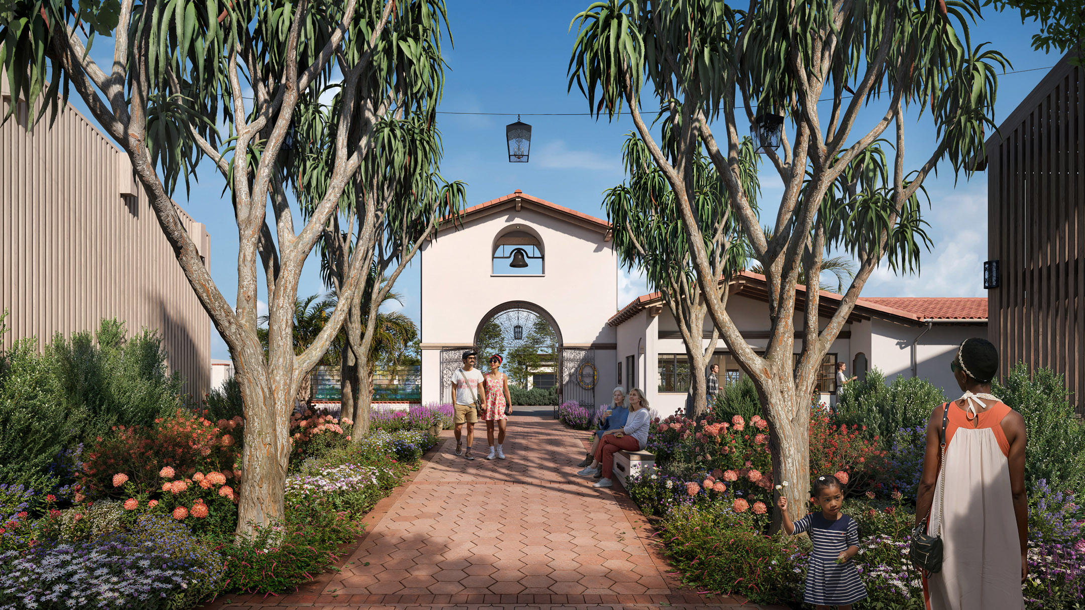 The Central Garden Walkway, lined with an aloe allée, will...