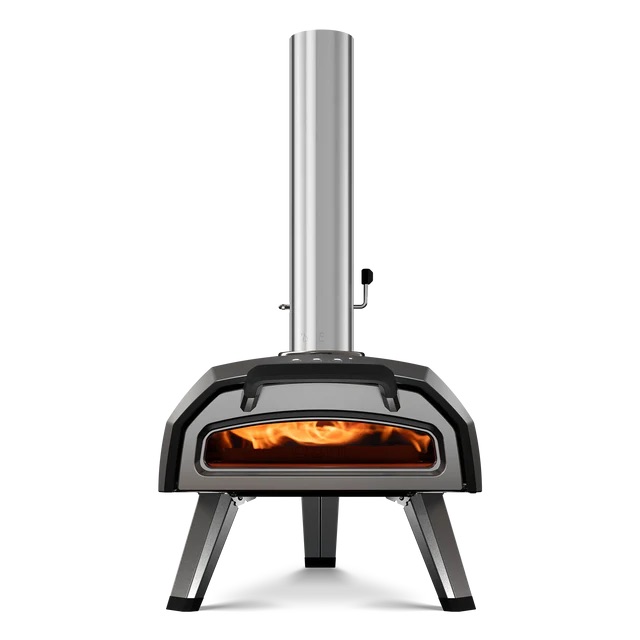 Metal pizza oven with black covering