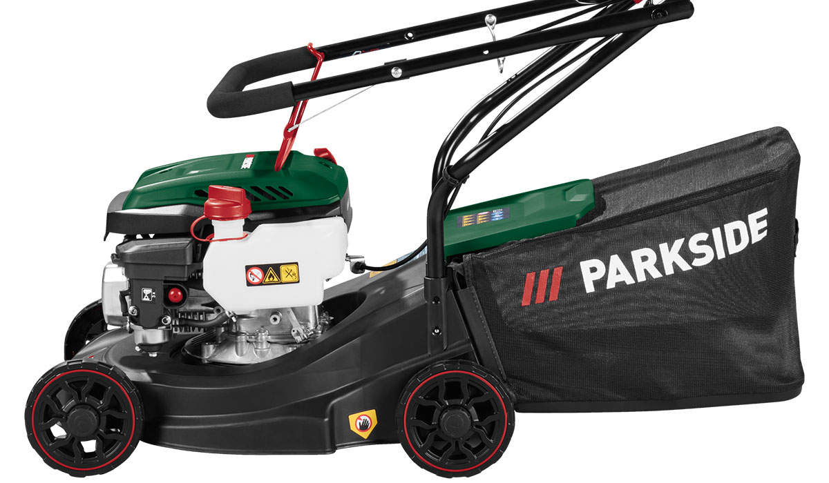Parkside petrol lawnmower, €129. Pic: Lidl