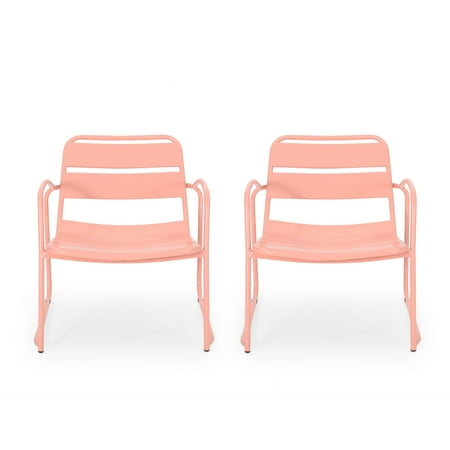 M Optimized 2 Piece Patio Dining Chairs, Modern Bistro Chairs With Open Slat Design, Outdoor Metal Frame Dining Chairs With Backrest for Backyard, Balcony