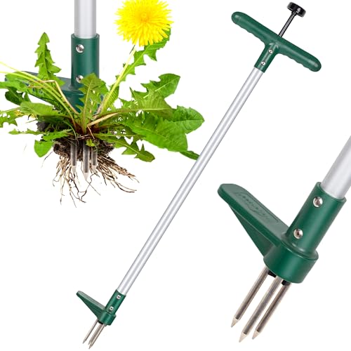 Walensee Weed Puller, Stand Up Weeder Hand Tool, Long Handle Garden Weeding Tool With 3 Claws, Hand Weed Hound Weed Puller for Dandelion, Standup Weed Root Pulling Tool and Picker, Grabber (1 Pack)