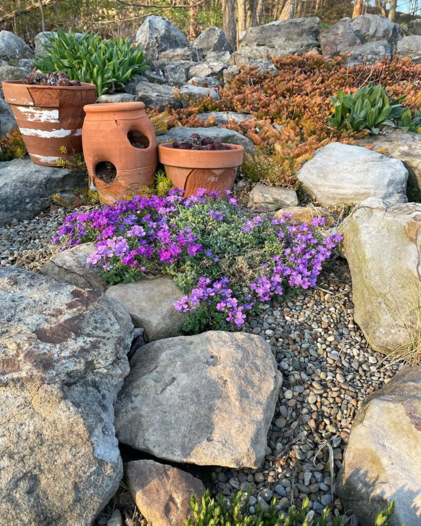 28 Rock Garden Ideas for 2026 That Designers Use to Fix Hard-to-Plant Spots Layered Hillside Garden with Vibrant Pathway