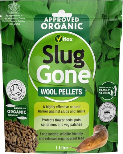 Vitax Slug Gone Wool Pellets 1l &ndash; Natural Organic Slug &amp; Snail Repellent &ndash; Trial Size Pet &amp; Wildlife Safe Barrier - Chemical-Free Non-Toxic Protection for Herbs, Flowers &amp; Pots &ndash; Uk Soil Feed &amp; Mulch