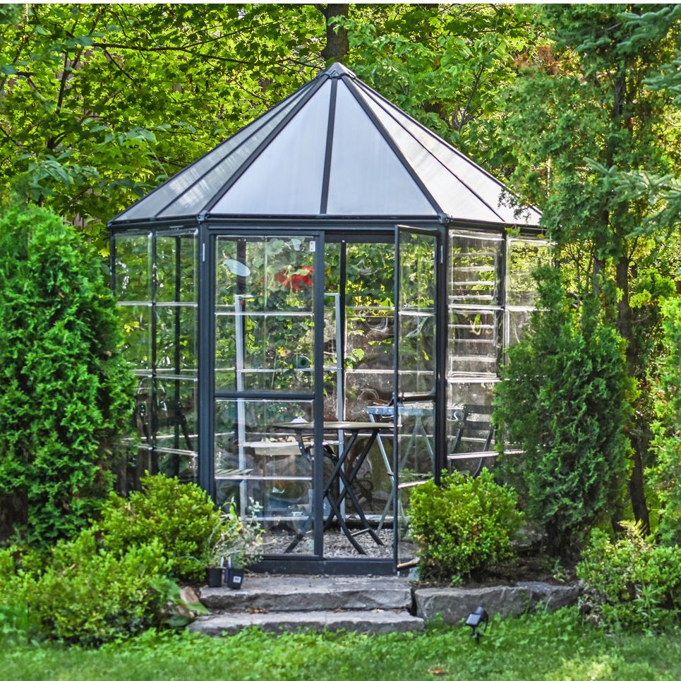 Canopia Palram - Canopia Oasis Hexagonal Walk-In Hobby Polycarbonate Aluminum Frame Greenhouse Outdoor Living Structure - Gray & Reviews | Wayfair