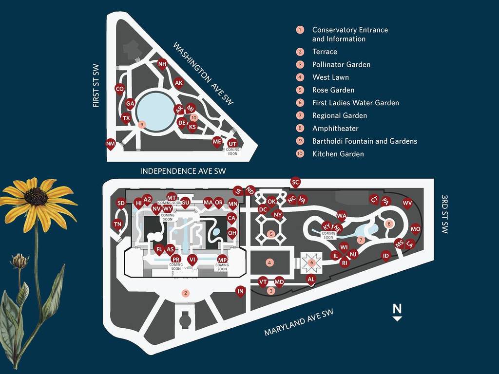 USBG map of state flower locations