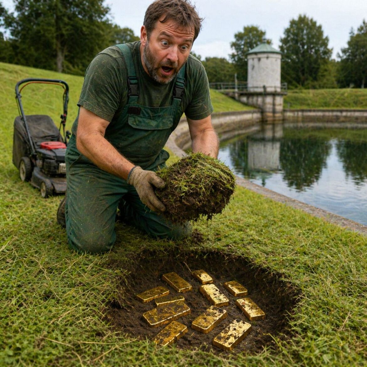 A gardener found R$ 235 thousand in gold bars hidden under the grass while mowing the lawn of a reservoir in Germany, and six months later, no one came forward to claim the treasure, so the municipality kept it all.