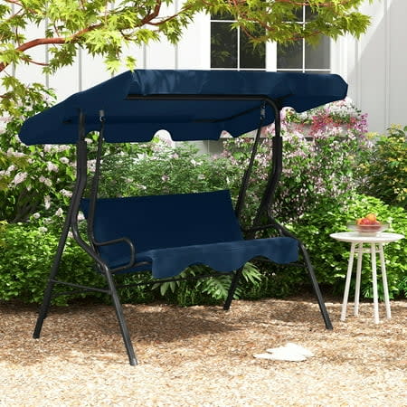 Metal & Cloth Porch Swing with Canopy