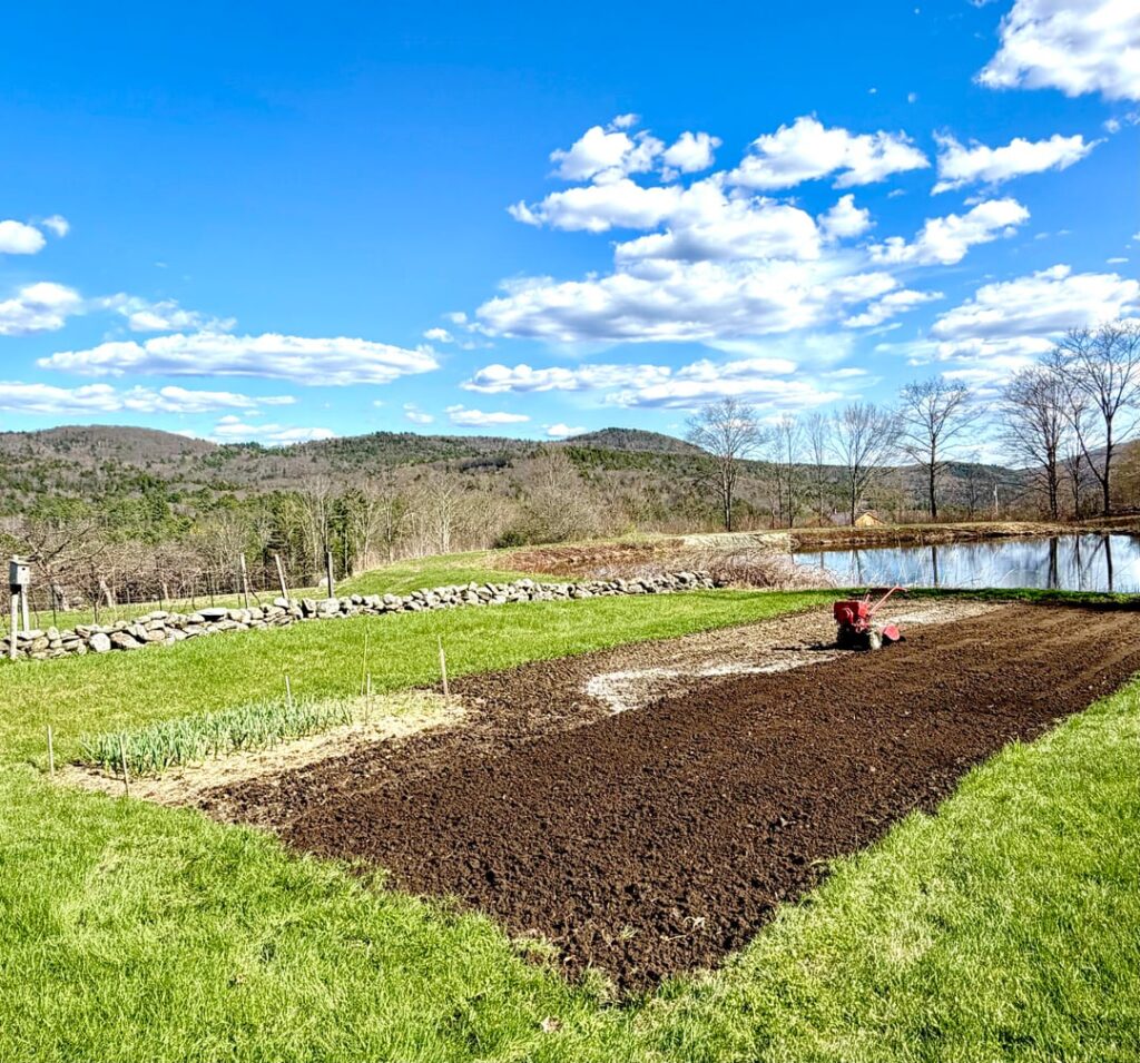 Prepping garden for spring planting.