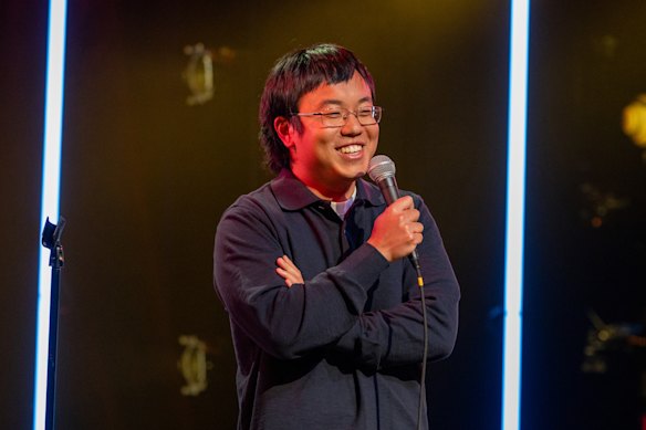 Aaron Chen performing in his new Netflix stand-up special Funny Garden.