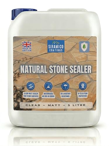 Natural Stone Sealer I 5 Litres I Water-Based Stone Impregnator &amp; Sealant I Breathable Patio Sealer for Sandstone, Limestone, Granite, Slate &amp; Concrete I Covers 50m&sup2;