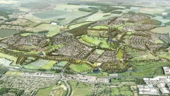 aerial mockup of a new UK town aerial mockup of a new UK town