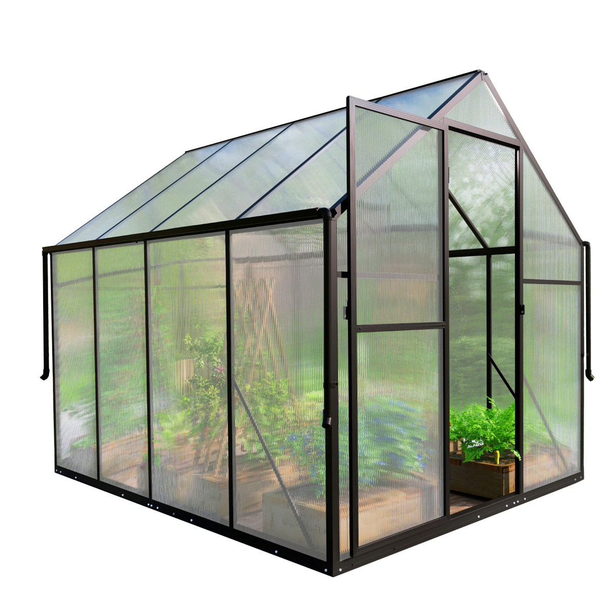 Gardmax 6x8 Ft Greenhouse for Outdoors, Polycarbonate Green House With Adjustable Roof Vent and Rain Gutter, Aluminum Large Walk-In Greenhouse With Quick Setup Structure for Outside Garden Backyard Patio &amp; Reviews | Wayfair