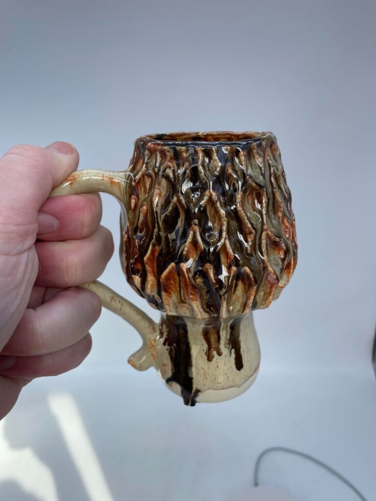 Handmade morel mug inspired by the woods and old kitchen pottery Handmade morel mug inspired by the woods and old kitchen pottery